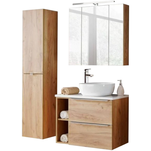Szafka z Umywalką Nablatową 80 cm CAPRI OAK 1 Aranżacja na Białym Tle