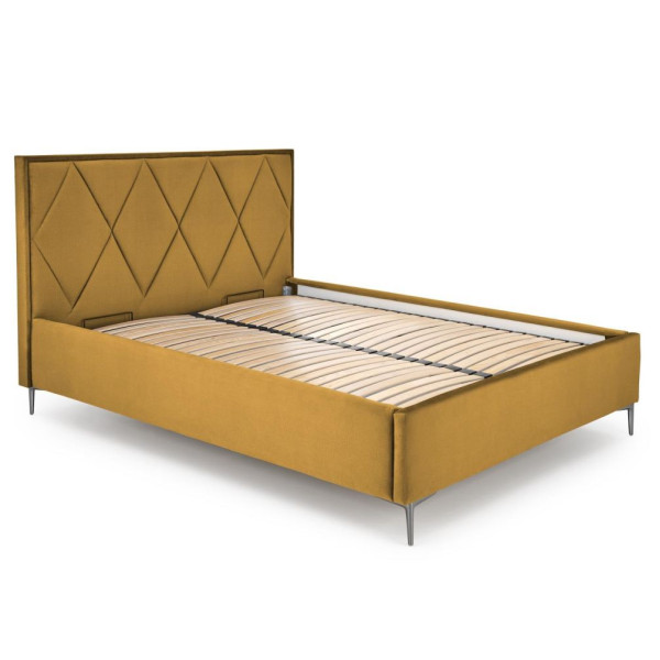 Łóżko Tapicerowane 160x200 MODULO 4 Musztardowe Welurowe Front Lewy