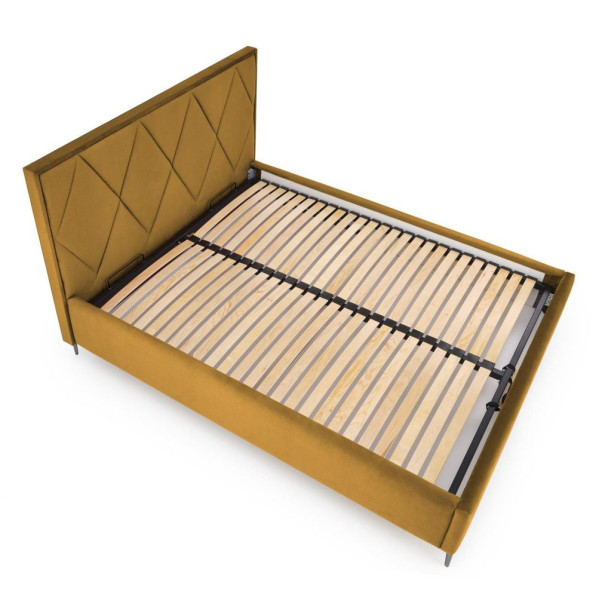 Łóżko Tapicerowane 160x200 MODULO 4 Musztardowe Welurowe Front Lewy od Góry