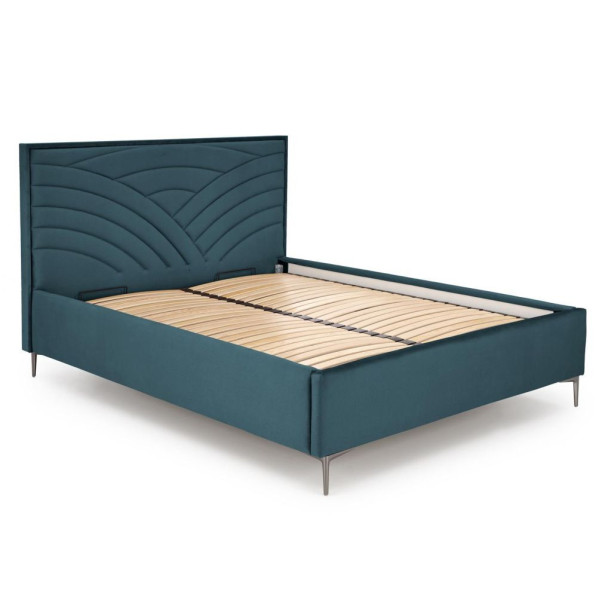 Łóżko Tapicerowane 160x200 MODULO 3 Welurowe Zielone Front Lewy