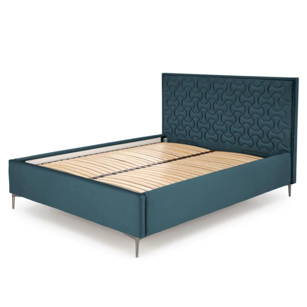 Łóżko Tapicerowane 160x200 MODULO 2 Welurowe Zielone Front Prawy