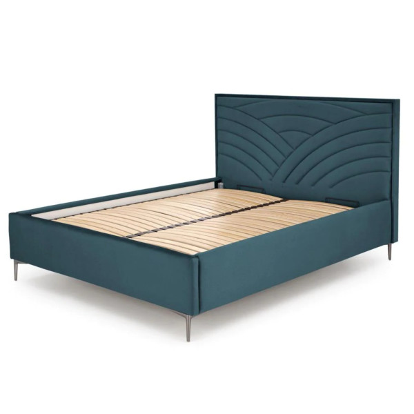 Łóżko Tapicerowane 160x200 MODULO 3 Welurowe Zielone Front Prawy