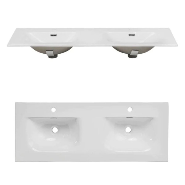 Umywalka Meblowa Podwójna Misa 120 cm Ceramiczna SKY 120D-8099 do Zestawu ADEL 5