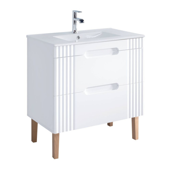 Szafka z Umywalką 80 cm Stojąca FIJI WHITE 3 Front Lewy
