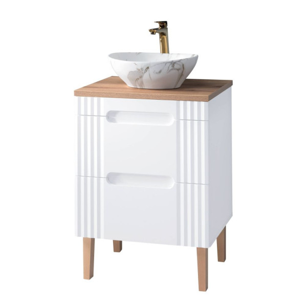 Szafka z Umywalką 60 Stojąca FIJI WHITE 4 Front Prawy