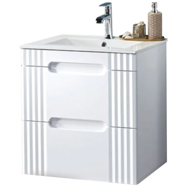 Szafka z Umywalką 60 cm Wisząca Łazienkowa FIJI WHITE 1