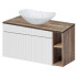 Szafka z Umywalką i Regałem 100 cm Ryflowana ICONIC WHITE 8 Front Prawy