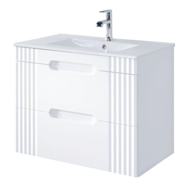 ❤️ Szafka z Umywalką 80 cm Łazienkowa FIJI WHITE Biała Wisząca Comad ⭐