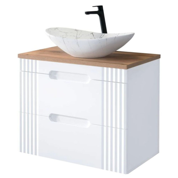 ❤️ Szafka z Umywalką Nablatową 80 Łazienkowa FIJI WHITE Biała Comad ⭐