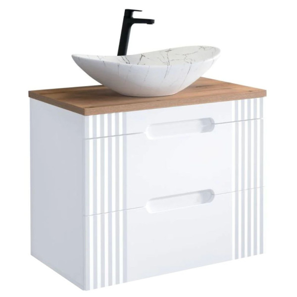 Szafka Wisząca z Umywalką Nablatową 80 cm FIJI WHITE 5