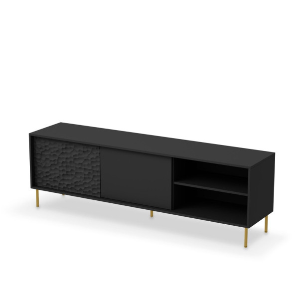 Szafka RTV BULLET RTV-1 Czarna Złota 180 cm Front Lewy