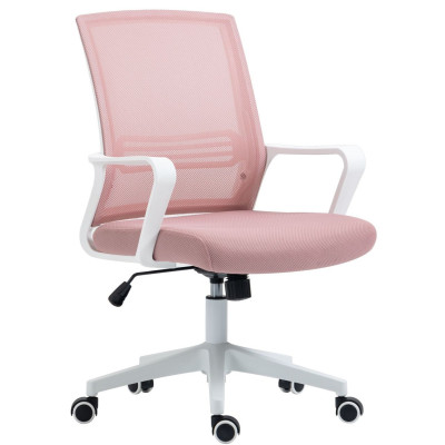 Fotel Biurowy Obrotowy do Komputera z Podłokietnikami do Biurka Nowoczesna Siatka Różowy PERI
