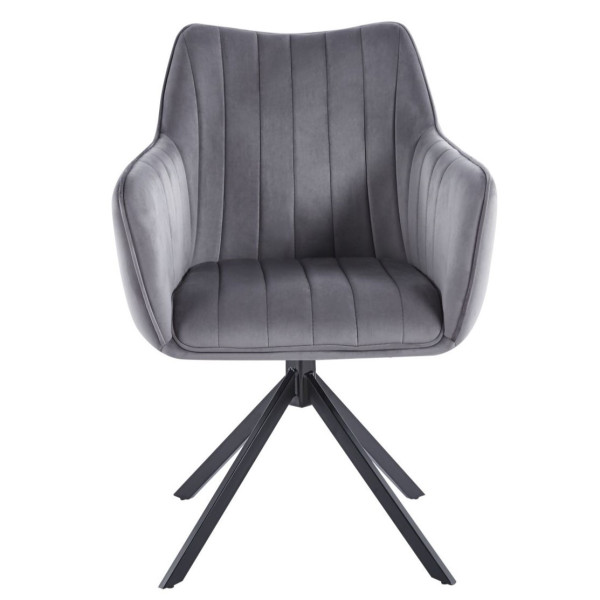 ❤️ Krzesło Tapicerowane Obrotowe Welurowe Loft K10-FX Szare Furnitex ⭐