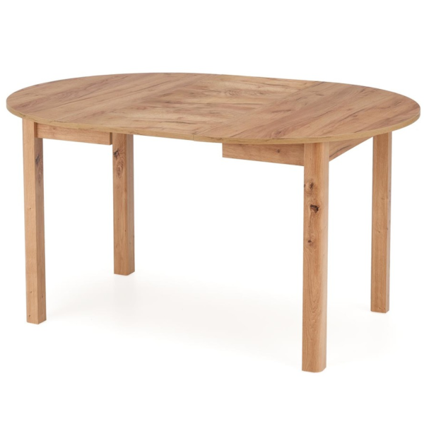 Stół Okrągły Rozkładany 102-142x102cm RINGO Dąb Craft Front Prawy Rozłożonego Stołu