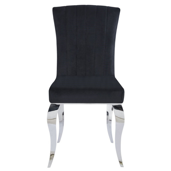 Krzesło Tapicerowane Modern Barock Chromowane do Salonu Glamour Czarny Welur SILVER