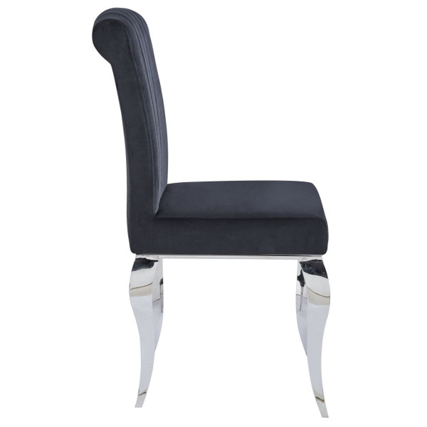 Krzesło Tapicerowane Modern Barock Chromowane do Salonu Glamour Czarny Welur SILVER