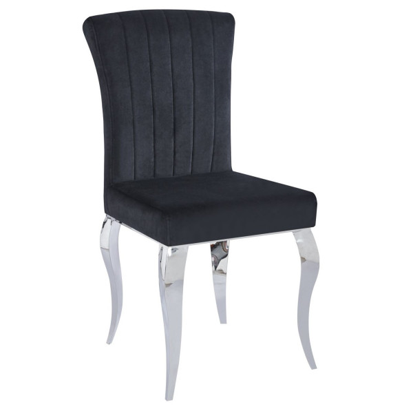 Krzesło Tapicerowane Modern Barock Chromowane do Salonu Glamour Czarny Welur SILVER