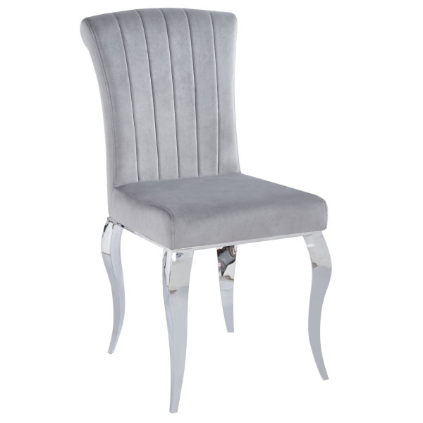 Krzesło Modern Barock Tapicerowane Chromowane do Salonu w Stylu Glamour Szare SILVER