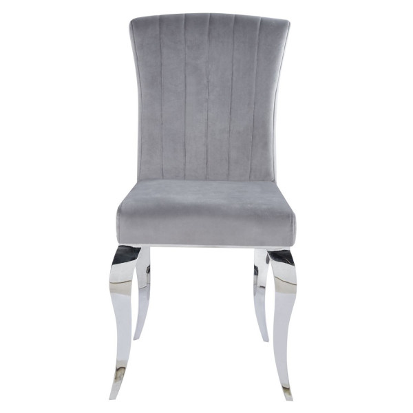 Krzesło Modern Barock Tapicerowane Chromowane do Salonu w Stylu Glamour Szare SILVER
