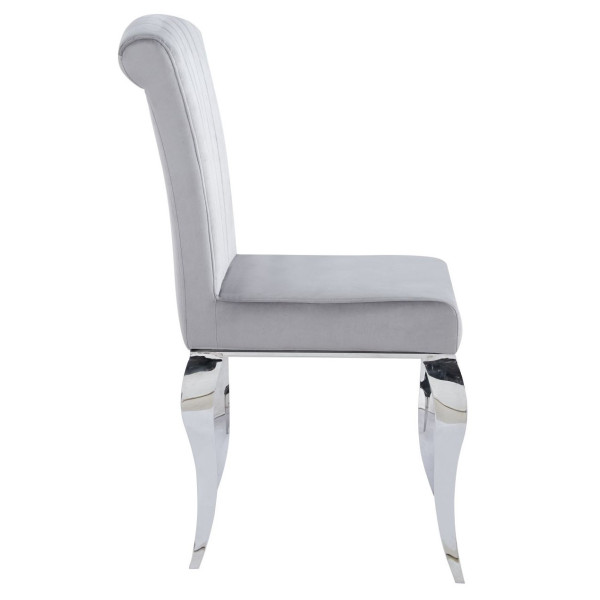 Krzesło Modern Barock Tapicerowane Chromowane do Salonu w Stylu Glamour Szare SILVER
