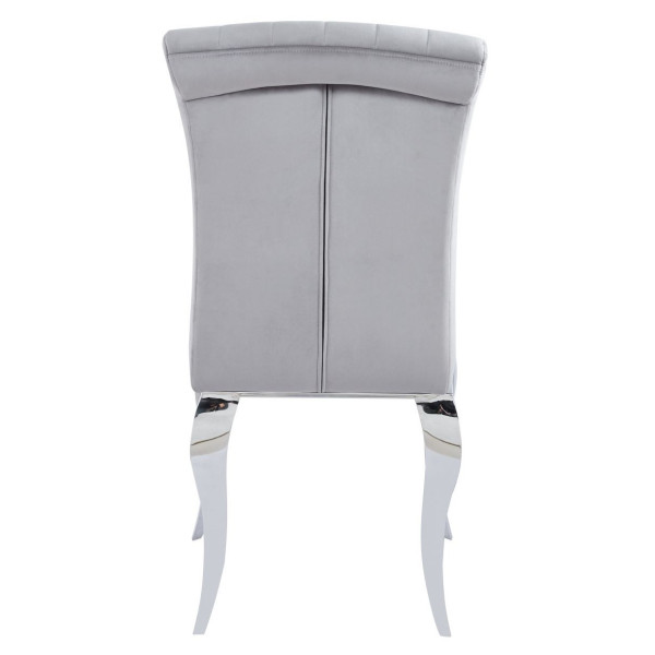 Krzesło Modern Barock Tapicerowane Chromowane do Salonu w Stylu Glamour Szare SILVER