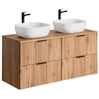 Wisząca Szafka Łazienkowa z Umywalką Nablatową 120 cm ADEL OAK Dąb Wotan Comad