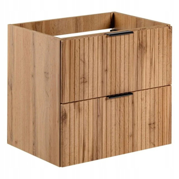 Zestaw Mebli Łazienkowych Szafka z Podwójną Umywalką 120 cm Dąb Wotan Ryflowana ADEL OAK Comad