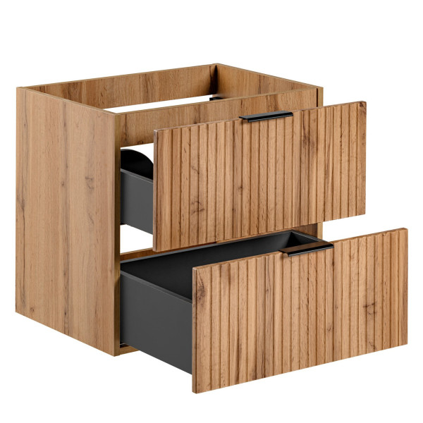 Zestaw Mebli Łazienkowych Szafka z Podwójną Umywalką 120 cm Dąb Wotan Ryflowana ADEL OAK Comad