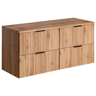 Ryflowana Szafka Pud Umywalkę Nablatową 120 cm Szafka Łazienkowa Nablatowa Dąb Wotan ADEL OAK Comad