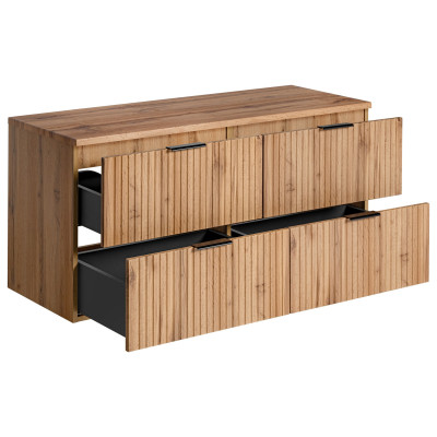 Ryflowana Szafka Pud Umywalkę Nablatową 120 cm Szafka Łazienkowa Nablatowa Dąb Wotan ADEL OAK Comad