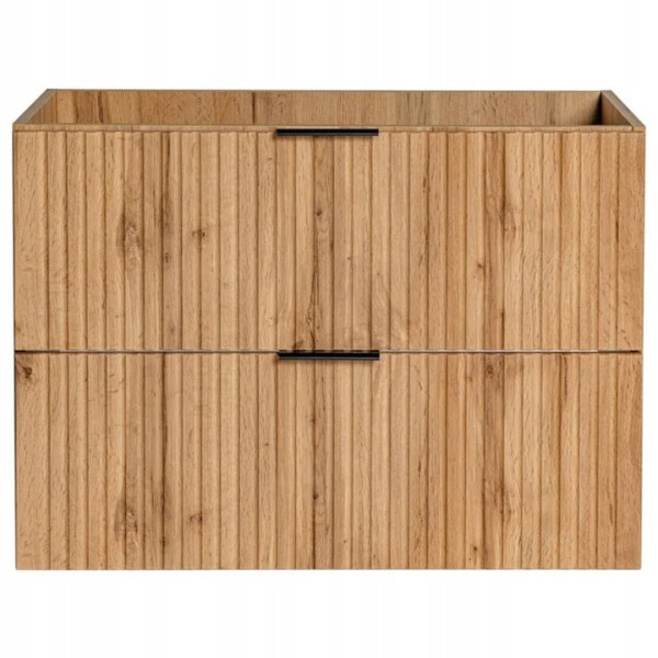 Nowoczesna Ryflowana Szafka Łazienkowa z Umywalką 80 cm Dąb Wotan ADEL OAK Comad