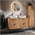 Ryflowana Szafka pod Umywalkę Wpuszczaną 120 cm Nowoczesna Loft Dąb Wotan ADEL OAK Comad