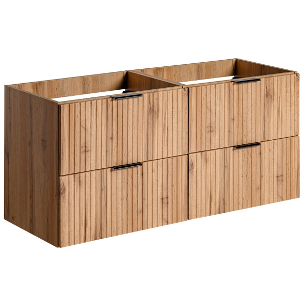 Ryflowana Szafka pod Umywalkę Wpuszczaną 120 cm Nowoczesna Loft Dąb Wotan ADEL OAK Comad