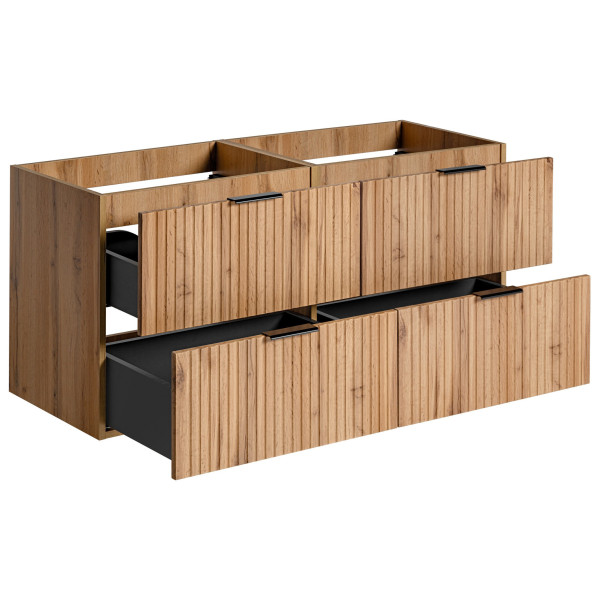 Ryflowana Szafka pod Umywalkę Wpuszczaną 120 cm Nowoczesna Loft Dąb Wotan ADEL OAK Comad
