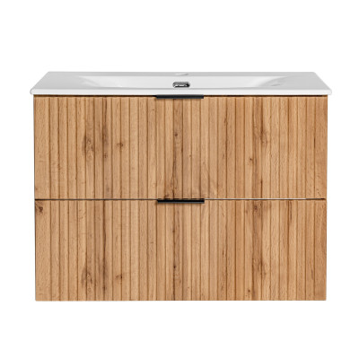 Nowoczesna Szafka Łazienkowa z Umywalką Ryflowana Dąb Wotan ADEL OAK Comad