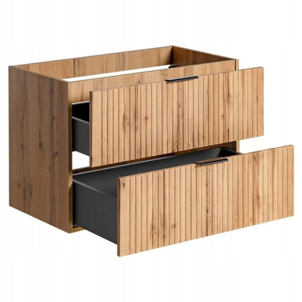 Nowoczesna Szafka Łazienkowa z Umywalką Ryflowana Dąb Wotan ADEL OAK Comad