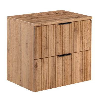 Ryflowana Szafka Łazienkowa pod Umywalkę Nablatową 60 cm Nowoczesna Dąb Wotan ADEL OAK Comad