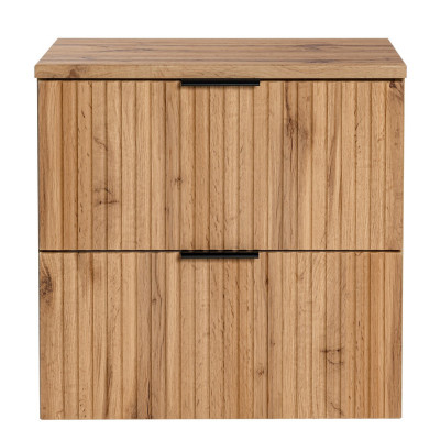Ryflowana Szafka Łazienkowa pod Umywalkę Nablatową 60 cm Nowoczesna Dąb Wotan ADEL OAK Comad