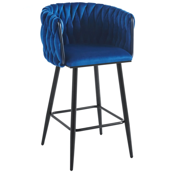 Krzesło Barowe Kuchenne RELA Niebieskie Loft Furnitex Prawy Front