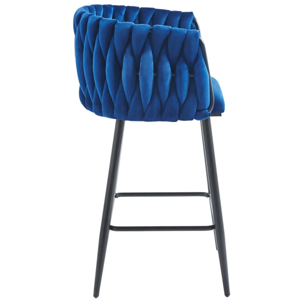Krzesło Barowe Kuchenne RELA Niebieskie Loft Furnitex Bok