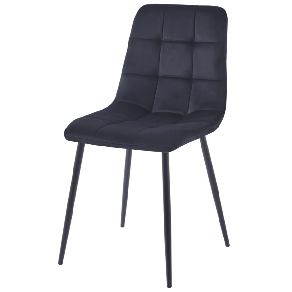 Krzesło Tapicerowane Welur NAVA Czarne Loft Furnitex Lewy Front