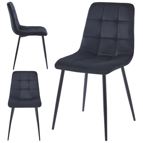 Krzesło Tapicerowane Welur NAVA Czarne Loft Furnitex Loft