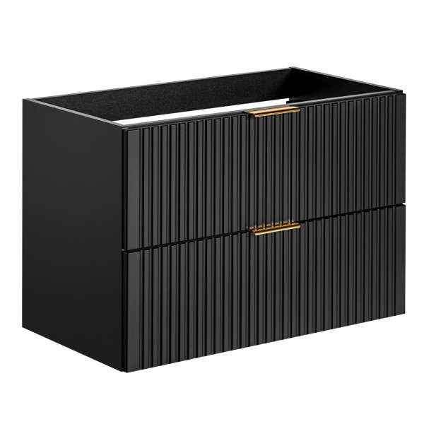 Ryflowana Szafka pod Umywalkę Nablatową Czarna Matowa Nowoczesna ADEL BLACK Comad
