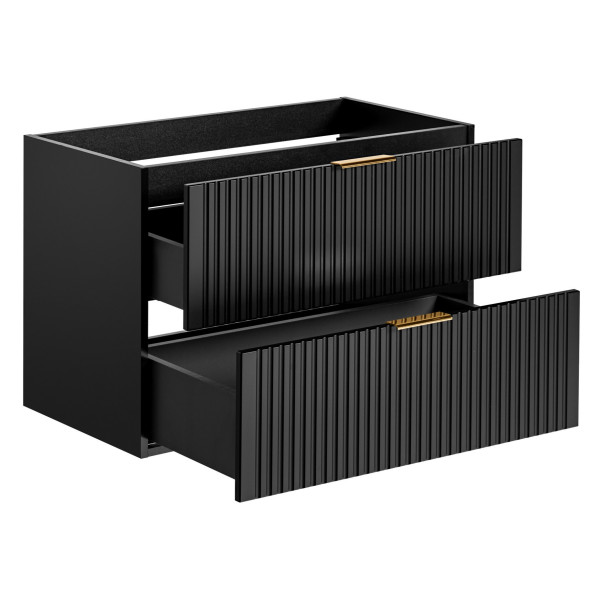Ryflowana Szafka pod Umywalkę Nablatową Czarna Matowa Nowoczesna ADEL BLACK Comad