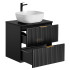 Nowoczesna Czarna Szafka z Umywalką 60 cm Ryflowana Loft ADEL BLACK Comad