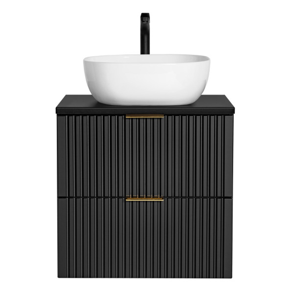Nowoczesna Czarna Szafka z Umywalką 60 cm Ryflowana Loft ADEL BLACK Comad