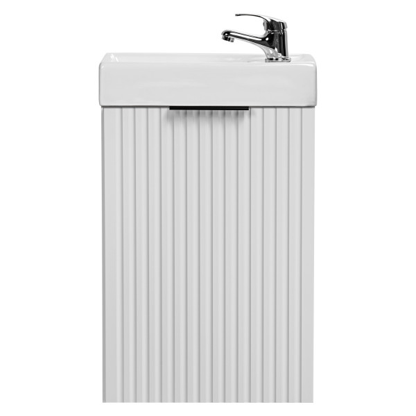 Mała Szafka z Umywalką 40 cm do Wąskiej Łazienki Biała Matowa Ryflowana ADEL WHITE Comad