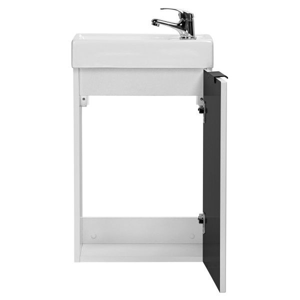 Mała Szafka z Umywalką 40 cm do Wąskiej Łazienki Biała Matowa Ryflowana ADEL WHITE Comad
