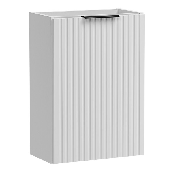 Mała Szafka z Umywalką 40 cm do Wąskiej Łazienki Biała Matowa Ryflowana ADEL WHITE Comad