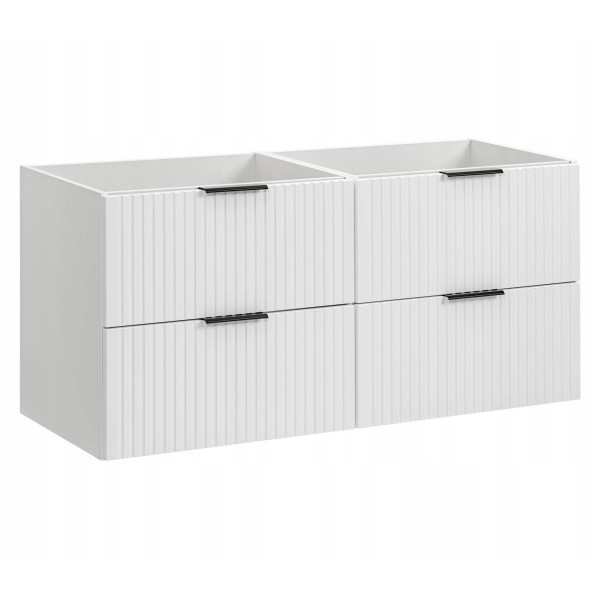 Duża Szafka Pod Umywalkę z Blatem 120 cm do Łazienki Ryflowana Biała Dąb Wotan ADEL WHITE Comad